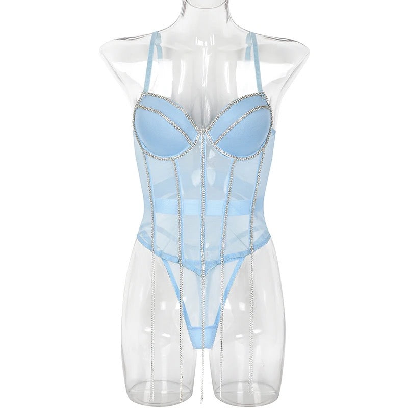 Blue crystal lingerie